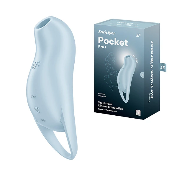Вакуумно-волновой вибростимулятор «Pocket Pro 1», голубой
