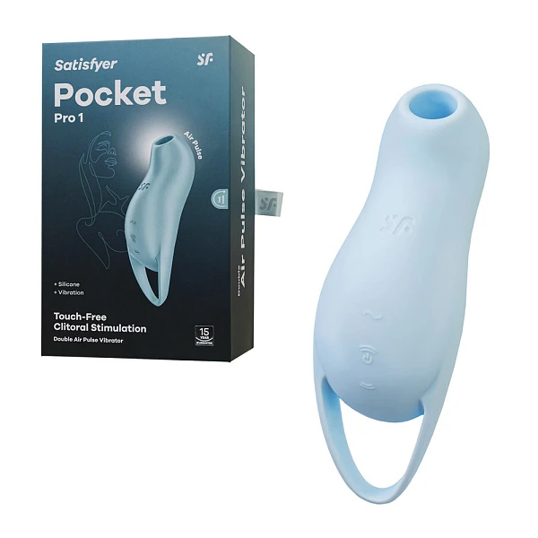 Вакуумно-волновой вибростимулятор «Pocket Pro 1», голубой