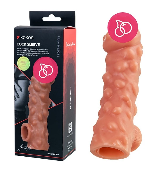 Насадка с бугорками «Cock Sleeve» с отверстием для мошонки, размер L