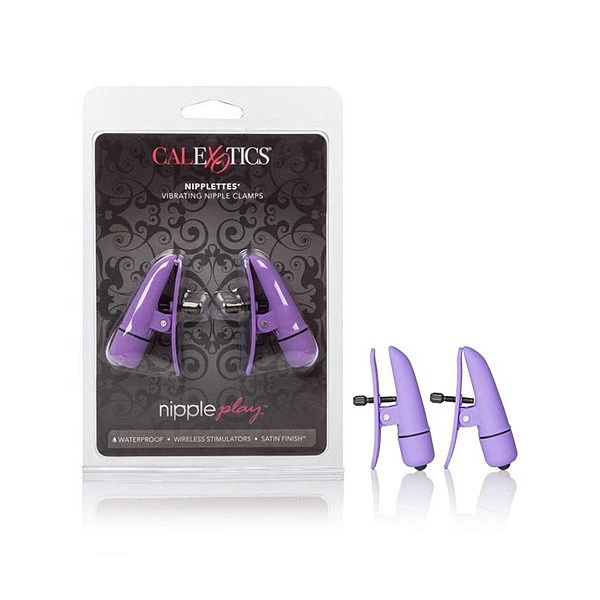 Зажимы-прищепки на соски с вибрацией «Nipple Play Nipplettes», фиолетовые