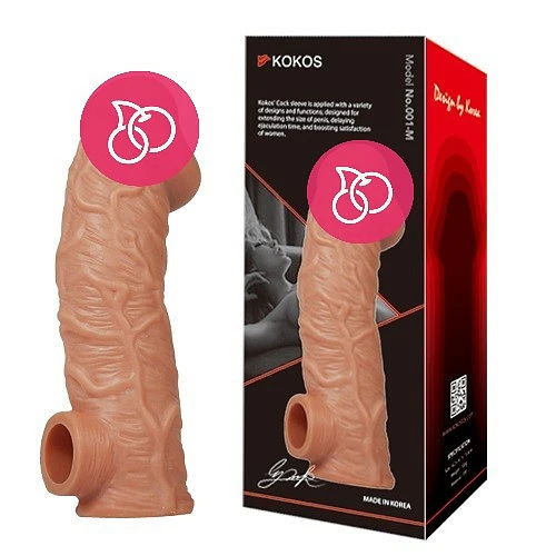 Реалистичная насадка «Cock Sleeve» с отверстием для мошонки, размер L