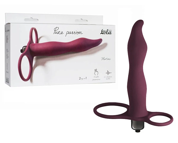 Вибронасадка для двойного проникновения «Pure Passion Flirtini Wine Red»