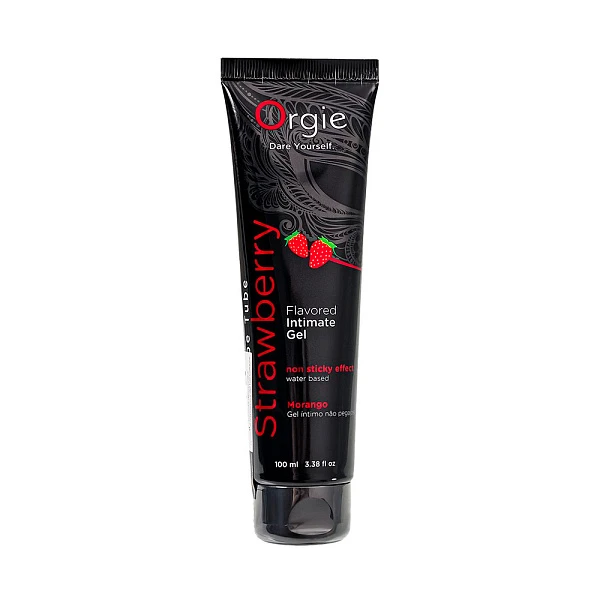 Интимный гель «Lube Tube Strawberry» на водной основе с клубничным вкусом, 100 мл