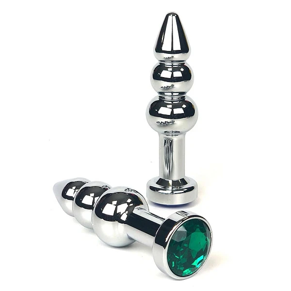 Анальная елочка «Hot Sparks» с зеленым кристаллом
