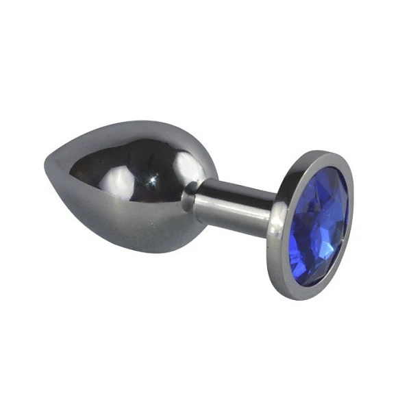 Анальная пробка из металла «Sitabella» с синим кристаллом