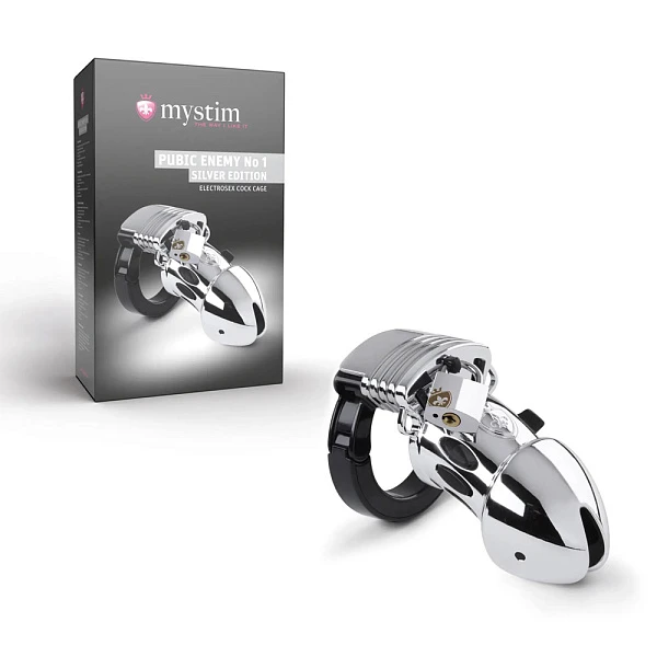 Пояс верности с электростимуляцией «Pubic Enemy No 1 - Silver Edition»
