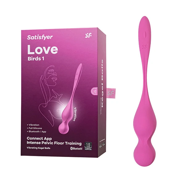 Вагинальные виброшарики «Love Birds 1» с поддержкой приложения, розовые