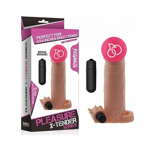 Насадка стимулирующая «Pleasure X-tender Series» с вибрацией, 17 см