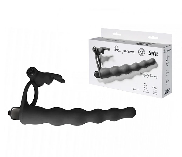 Вибронасадка для двойного проникновения «Pure Passion Jungle Bunny Black»