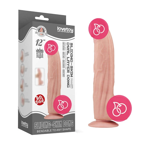 Фаллоимитатор-гигант «Sling-skin Dong 12"» с подвижной кожей, телесный