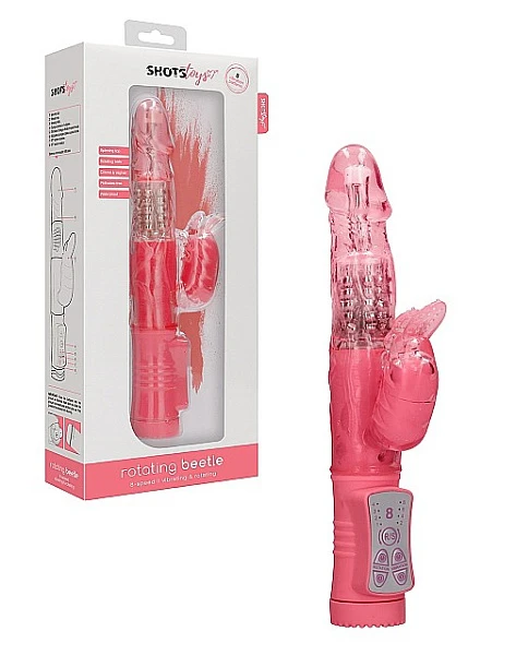 Вибратор-кролик «Rotating Beetle» с функцией вращения, розовый