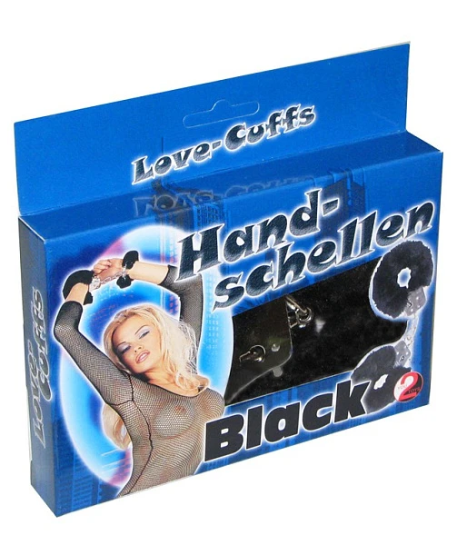 Металлические наручники с мехом «Hand Schellen», черные