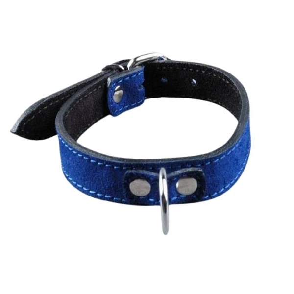 Ошейник замшевый прошитый «Beastly», черно-синий