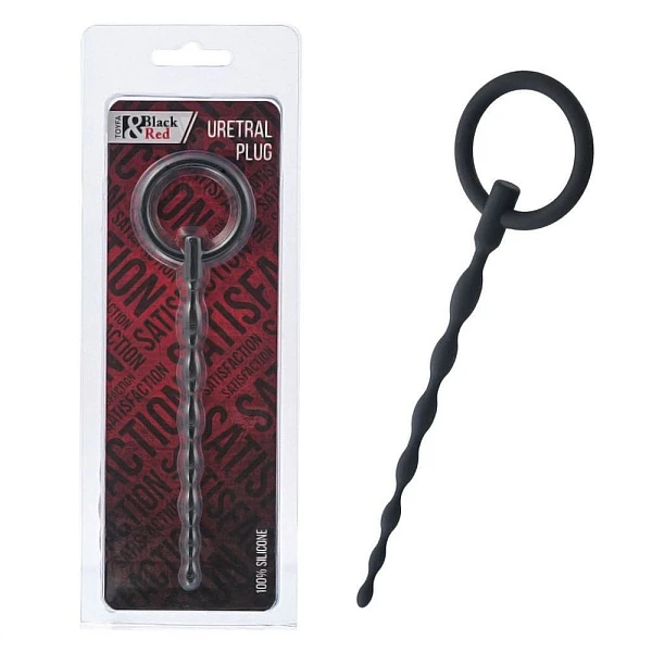 Уретральный стимулятор с кольцом «BLACK & RED», черный