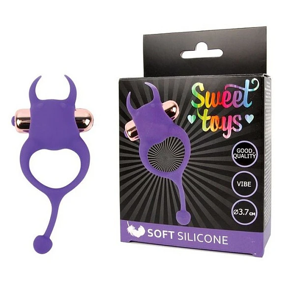 Эрекционное кольцо «Sweet Toys» с вибрацией, фиолетовое