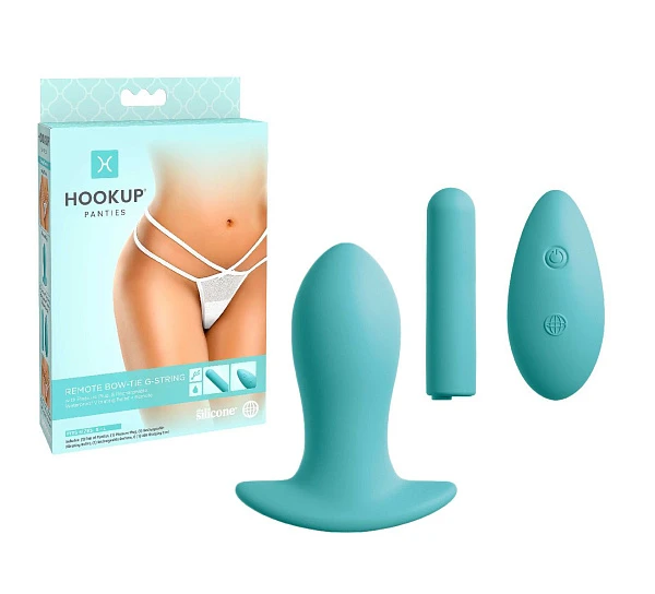 Анальная пробка с вибрацией и трусиками «Hookup Panties Bow-Tie G-String»