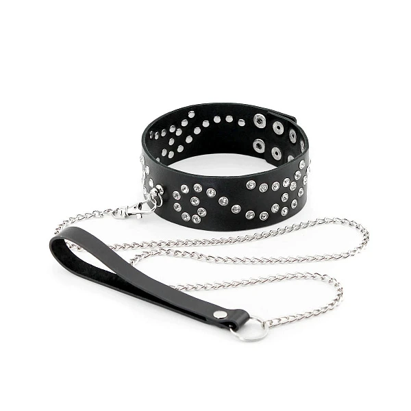 Ошейник со стразами, черный