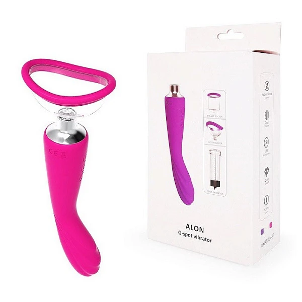 Вибромассажер «Alon» с вакуумом, розовый