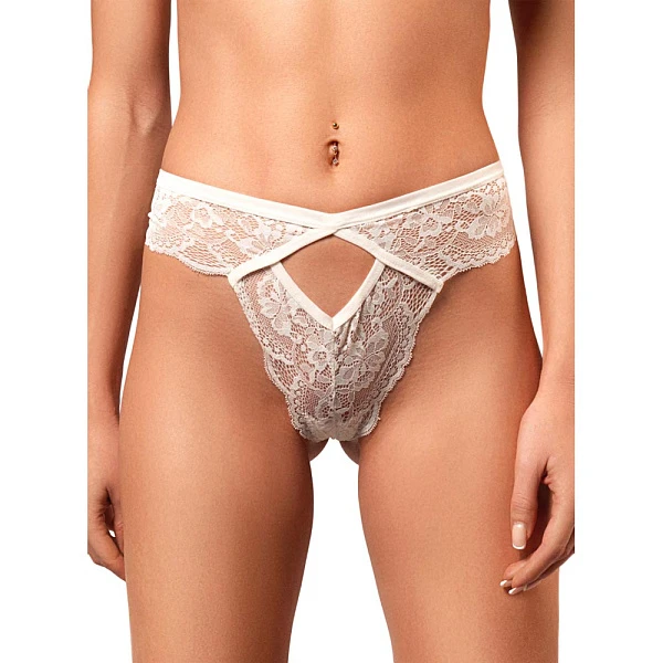 Ажурные трусики-танго с вырезами «Amor El», белые (S)