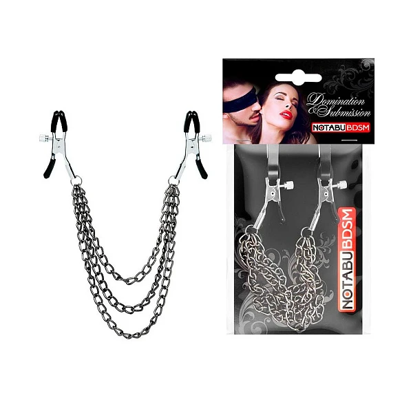 Зажимы на соски с каскадными цепочками, черные