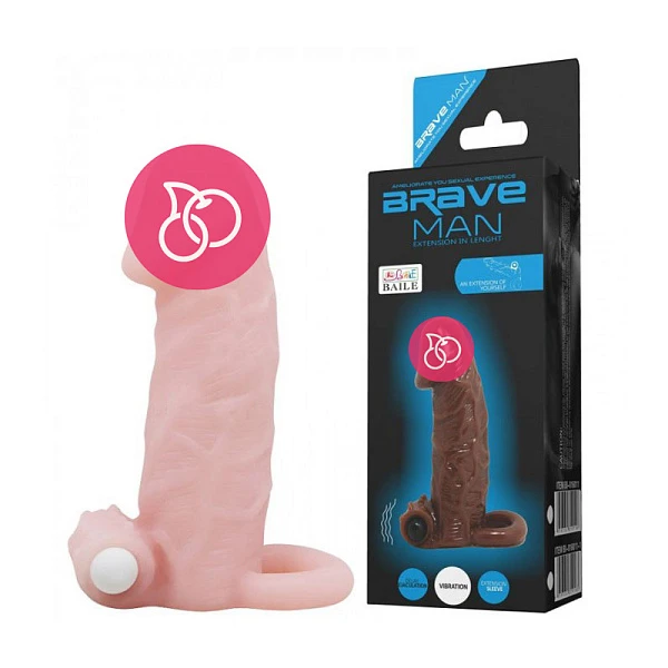 Реалистичная насадка на член с вибрацией «Brave Man»