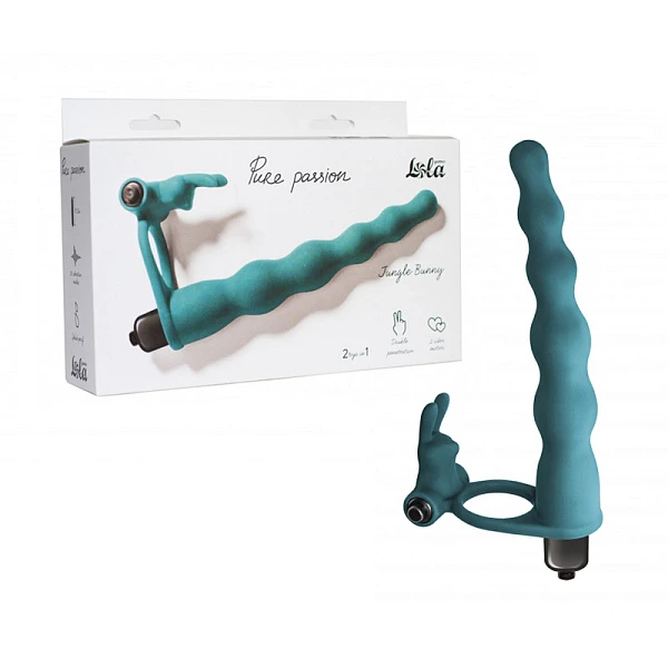 Вибронасадка для двойного проникновения «Pure Passion Jungle Bunny Green»