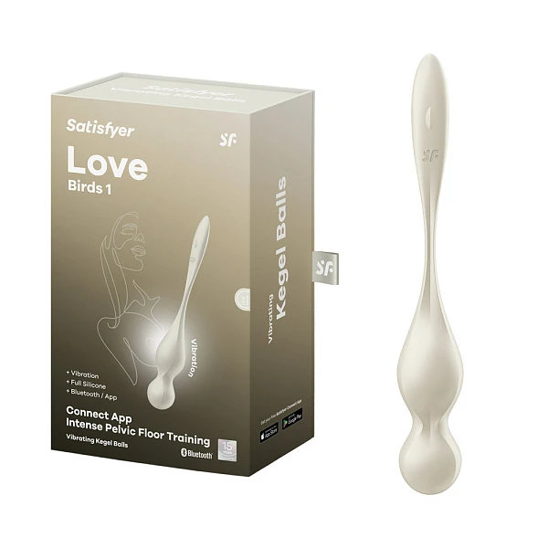 Вагинальные виброшарики «Love Birds 1» с поддержкой приложения, белые