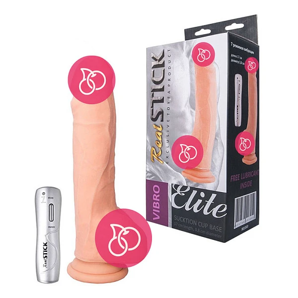 Реалистичный вибратор «RealStick Elite Vibro» с пультом, 17 см