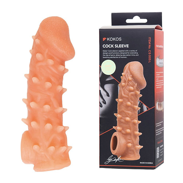Насадка с шипами «Cock Sleeve» с отверстием для мошонки, размер L