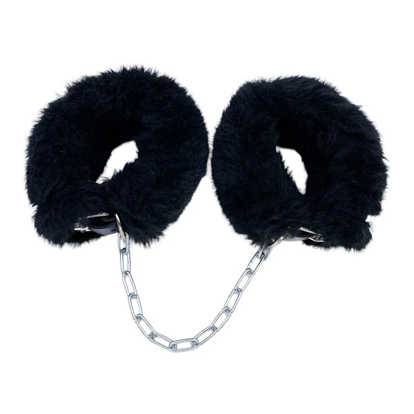 Черные наручники с мехом «Эролайф»