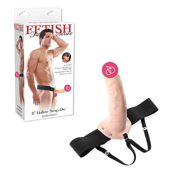 Полый стимулятор на ремне «Fetish Fantasy 8" Hollow Strap-on», телесный