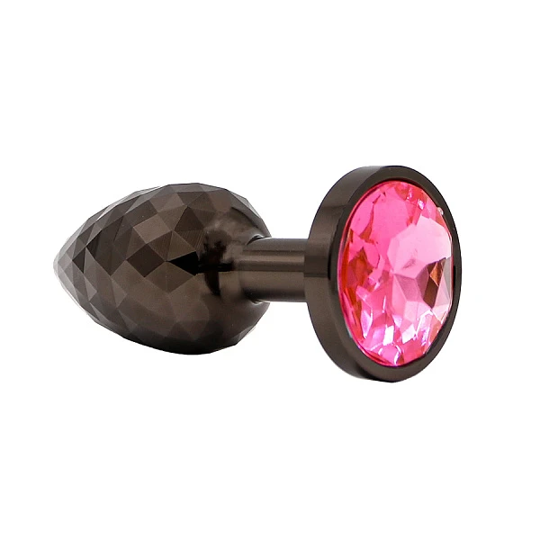 Темная анальная пробка «Disco Plug» с светло-розовым кристаллом