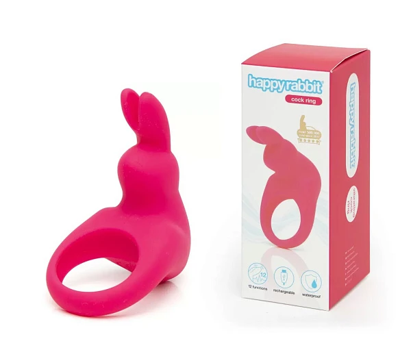 Эрекционное кольцо с вибрацией «Happy Rabbit», розовое