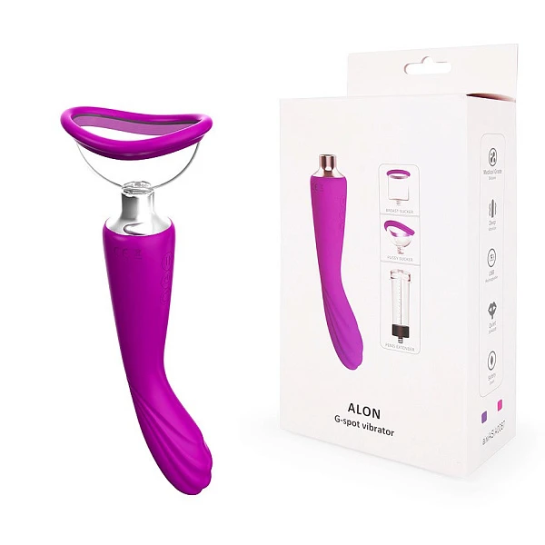 Вибромассажер «Alon» с вакуумом, фиолетовый
