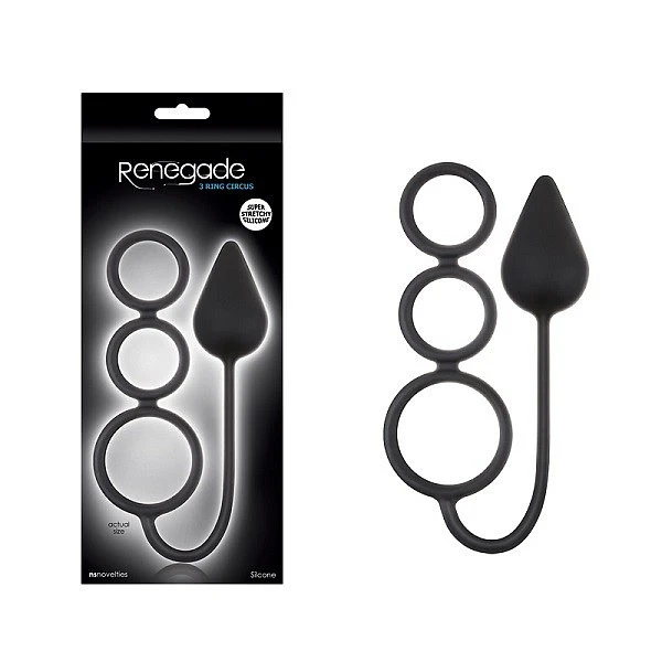 Анальная пробка с тремя эрекционными кольцами «Renegade Large»