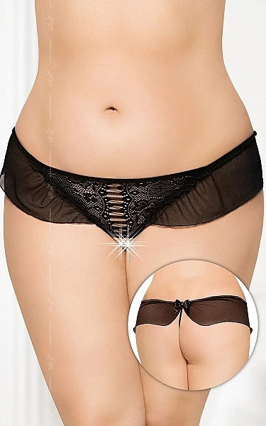 Трусики-юбочка с вырезом «Soft Line Black Plus Size» (XXL)