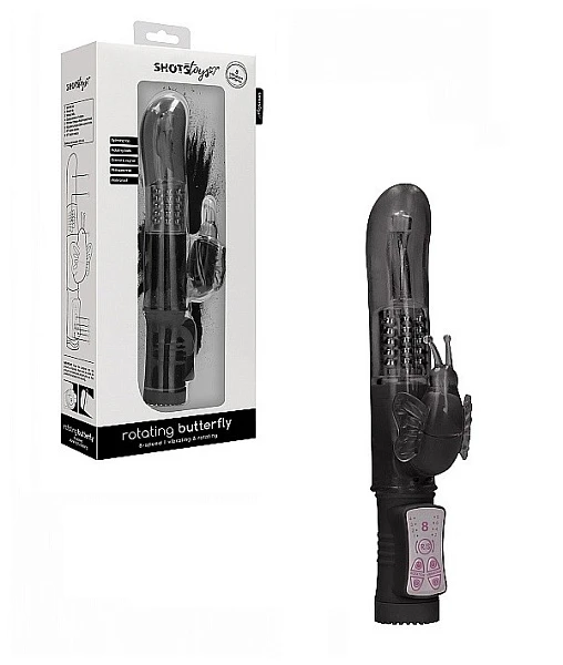 Вибратор-кролик с функцией ротации «Rotating Butterfly», черный