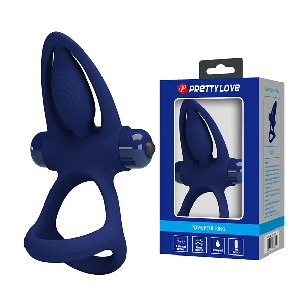 Эрекционное кольцо с вибрацией «Pretty Love», синее