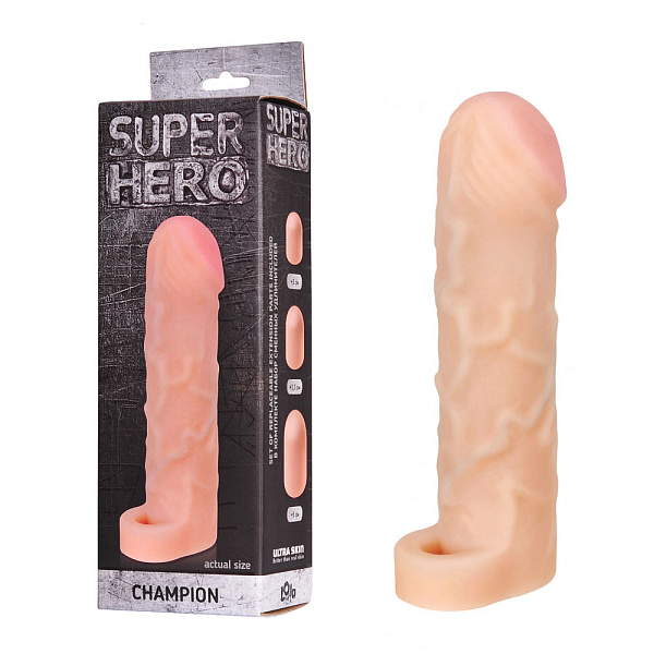 Удлиняющая насадка «Super Hero Champion» с подхватом мошонки