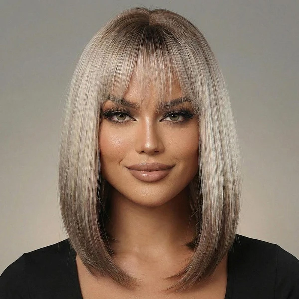 Парик Блондинка,арктический- коричневый, каре с челкой