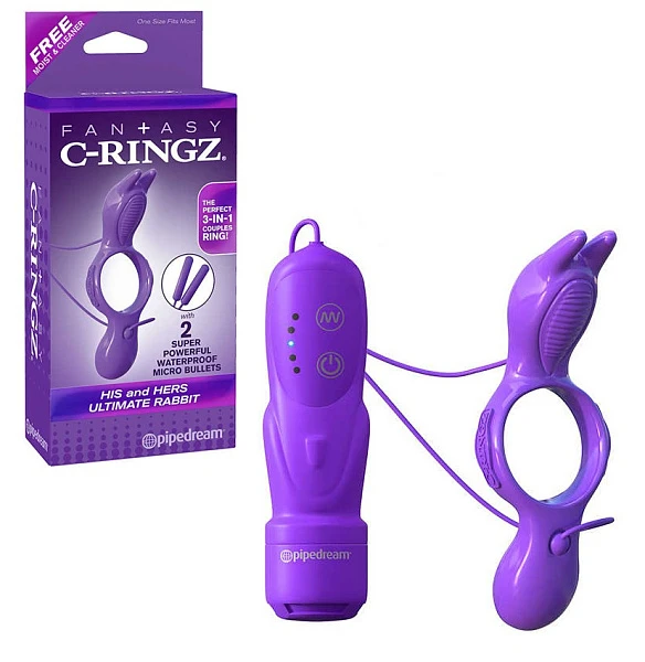 Эрекционное виброкольцо «His And Hers Ultimate Rabbit» с пультом управления