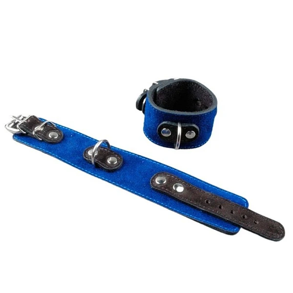 Наручники узкие прошитые «Beastly», черно-синие