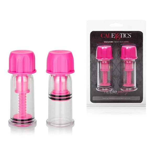 Помпы для сосков «Nipple Play Vacuum Twist Suckers», розовые