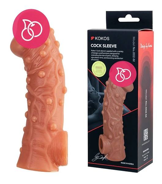 Насадка с пупырышками «Cock Sleeve» с отверстием для мошонки, размер M