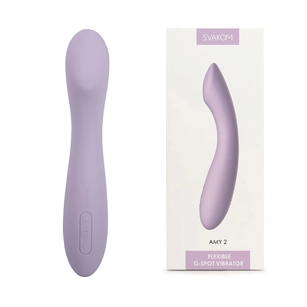 Гибкий вибростимулятор «Amy 2» со стимуляцией точки G, лавандовый