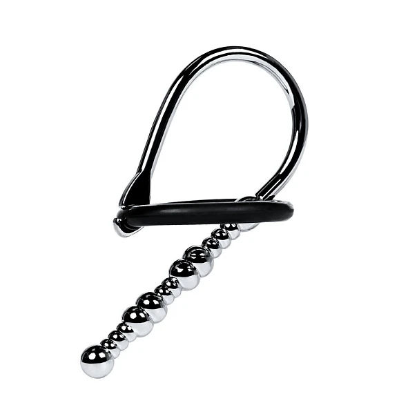 Уретральный плаг-бусины "Toyfa Metal" с мягким фиксириющим кольцом