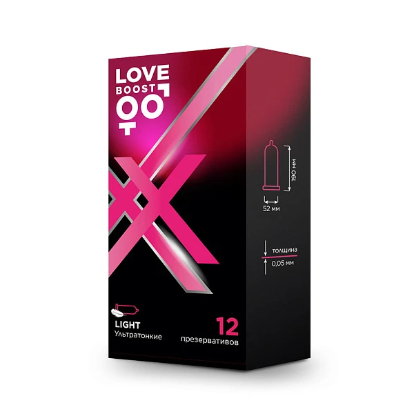 Ультратонкие презервативы «LoveBoost Light» №12