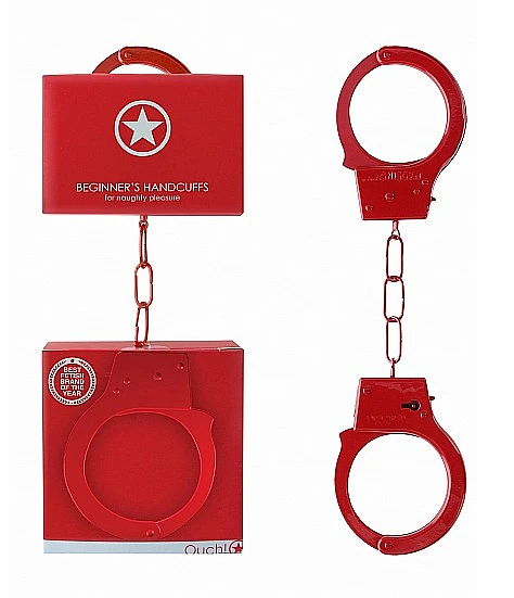 Металлические наручники «Beginner's Handcuffs», красные