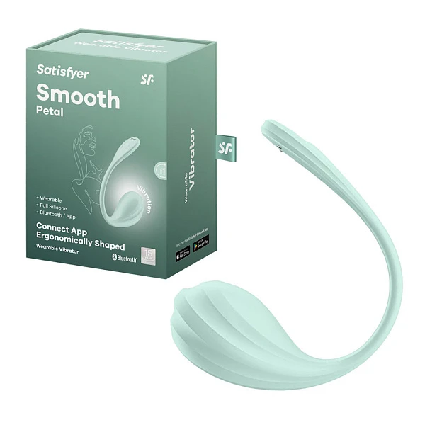 Виброяйцо для ношения «Smooth Petal» с поддержкой приложения, зеленый