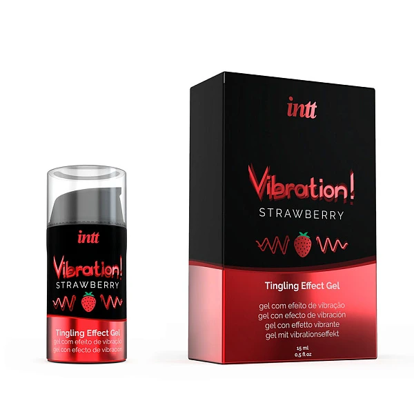 Жидкий вибратор «Vibration! Strawberry», интимный гель со вкусом клубники, 15 мл